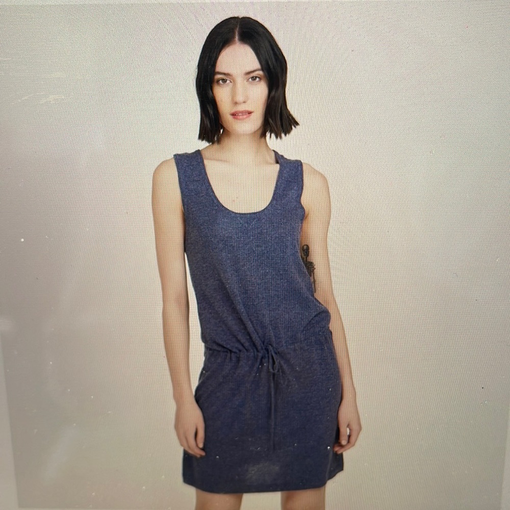 Autumn cashmere Drawstring tank dress in light grey size small, crew neck
